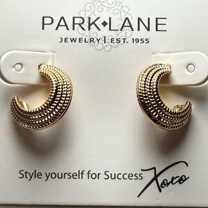 Park Lane Gold Textured Crescent Hoop Earrings